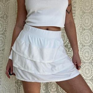 Y2K White Tiered Tennis Mini Skirt